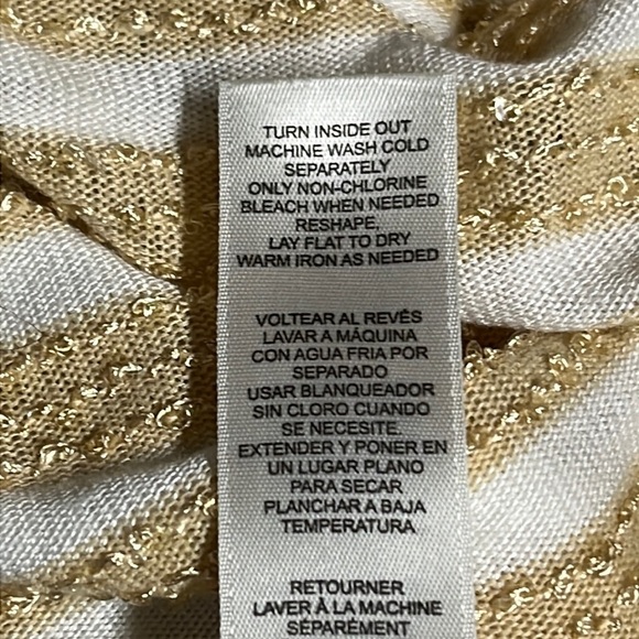 Chico’s Gold Glitter Horizontal Stripe Top - Picture 4 of 7